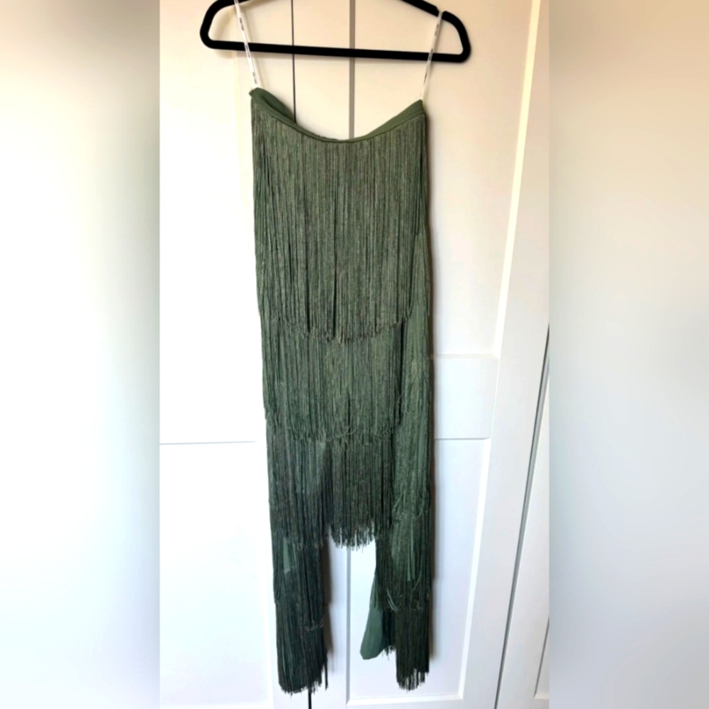 Andrea Iyamah Olive Obi Fringe Pant Rosemary Green Medium M NWT - Picture 7 of 8